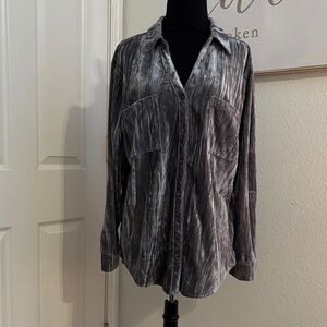 BIG DIVORCE SALE—Maurices Gray crush velvet Casual Button-Down Shirt